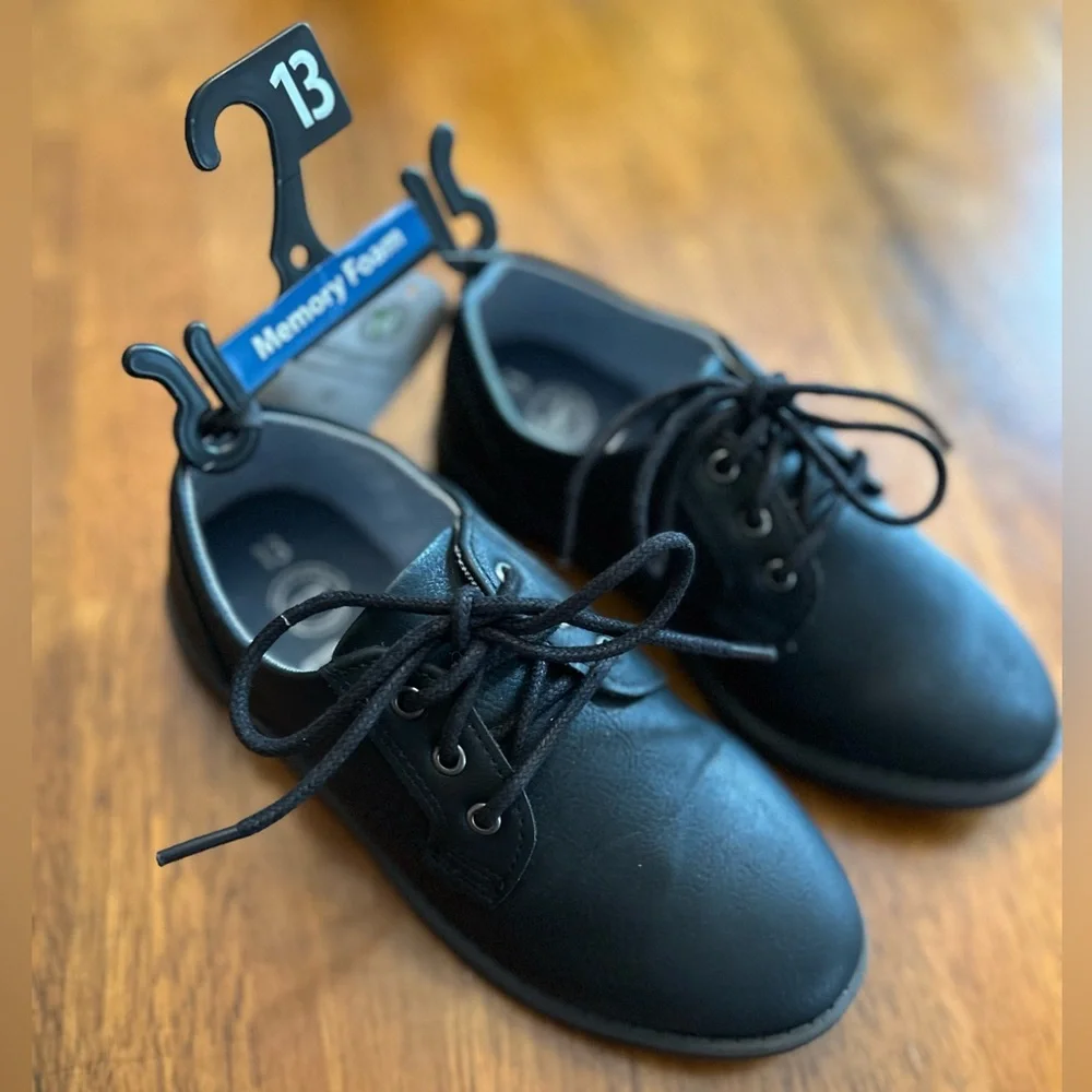 Black Oxford Dress Shoes | Boys Size 13 | NWT | Memory Foam | Wonder Nation